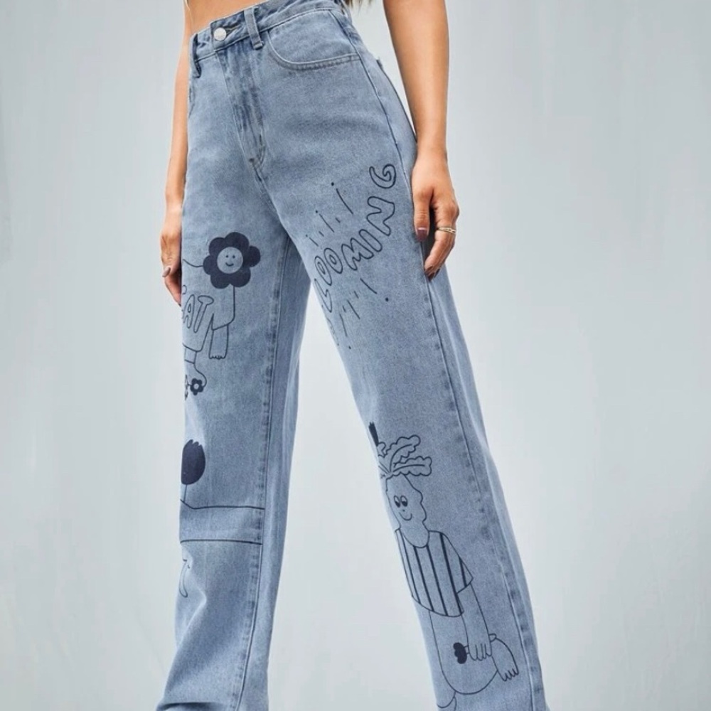 Slogan & Cartoon Gracie Wide jeans
